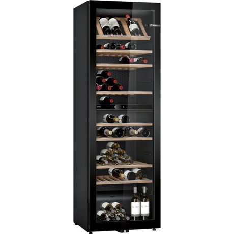 Vitrina de vinuri Bosch KWK36ABGA, 370 l, 199 sticle, Iluminare LED, Doua circuite de racire, Clasa G, H 186 cm,Negru