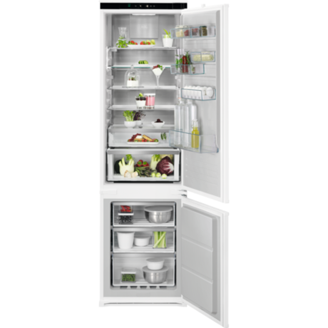 Combina frigorifica incorporabila AEG NSC8M191DS, No Frost, 269 L, H 188.4 cm, Control electronic, FastFreeze, Coolmatic, Alb