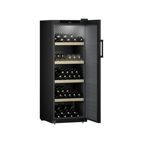 Vitrina de vinuri Liebherr WSbl 5001, 378 l, 196 sticle, Clasa E, Rafturi lemn, Control electronic, Touch Display, H 148,4 cm, Negru