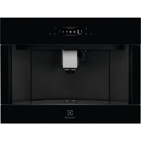 Espresor incorporabil Electrolux KBC85Z, Control touch, 12 programe, Display TFT activ, Capacitate rezervor apa 2.5 l, Capacitate rasnita 350 grame, Indicator reumplere cafea si apa, Sticla neagra