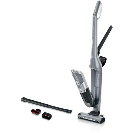 Aspirator cu acumulatori Bosch BCH3K2301, Serie 4, multifunctional 2in1, Tehnologia litiu-ion de la Bosch, Perie AllFloor Power cu LED-uri, Argintiu