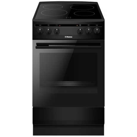 Aragaz Hansa FCCM58088, Plita vitroceramica, 4 zone de gatit, Electric, Grill, Indicator caldura reziduala, Clasa A, 50 cm, Negru