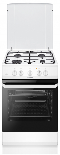 Aragaz Hansa FCGW510009, Gaz, 4 arzatoare, Capac metalic, Iluminare, 50x60 cm, Alb