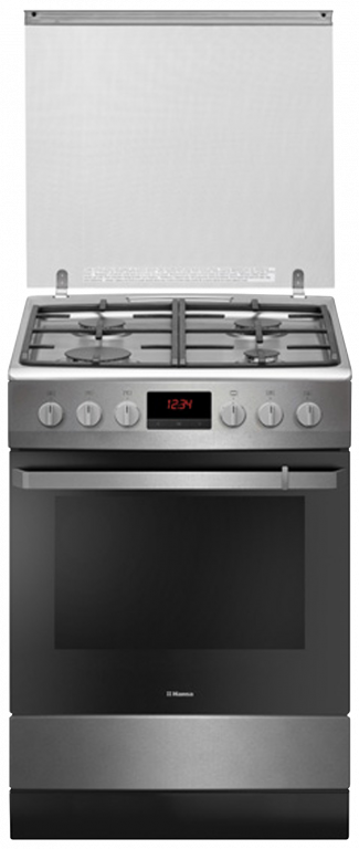 Aragaz mixt Hansa FCMI69229,Plita gaz, 4 arzatoare,10 funcţii, Cuptor electric, 65 l, 60 cm, Inox