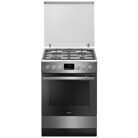 Aragaz mixt Hansa FCMI69229,Plita gaz, 4 arzatoare,10 funcţii, Cuptor electric, 65 l, 60 cm, Inox