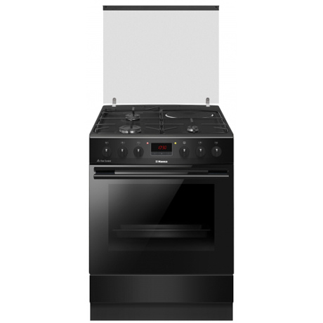 Aragaz HANSA FCMS68249, 4 arzatoare, Mixt, Aprindere electrica, Dispozitiv de siguranta plita, Grill, 60 cm, Negru