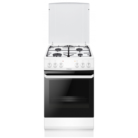 Aragaz mixt Hansa FCMW58069, Mixt, 4 arzatoare, Cuptor electric,8 funcţii ,Grill, Timer, Clasa A, 60 cm, Alb