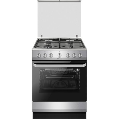 Aragaz mixt Hansa FCMX681009, 4 arzatoare,8 functii, Gaz, Aprindere electrica, Grill, 60 cm, Inox