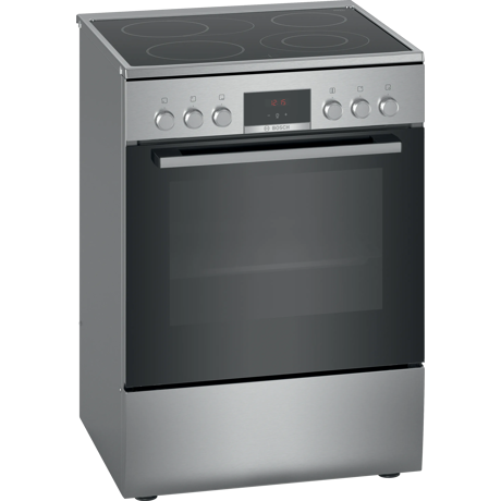 Aragaz electric Bosch Seria 4 HKR39C250, 60 cm, 7 functii de gatire, 66 l, EcoClean Direct, plita vitroceramica, afisaj LED, Clasa A, Inox