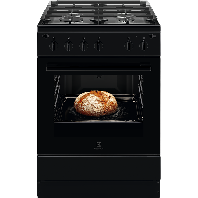 Aragaz Electrolux LKG604003K, Gaz, 4 Arzatoare, Rotisor, Grill, Autocuratare catalitica, Aprindere Electrica, Siguranta gaz, 60x60 cm, Negru