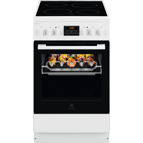 Aragaz Electrolux LKR540202W, Electric, Plita vitroceramica, 4 zone de gatit, Cuptor electric multifunctional, Clasa A, 50 cm, Alb