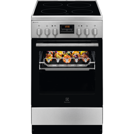 Aragaz Electrolux LKR540202X, Electric, Plita vitroceramica, 4 zone de gatit, Cuptor electric multifunctional, Clasa A, 50 cm, Inox