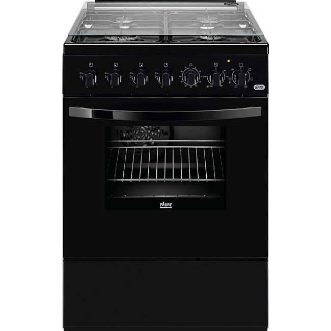 Aragaz mixt Zanussi ZCK67211BA 60x60 cm; 4 arzatoare gaz; Cuptor electric multifunctional (6 functii); Siguranta plita; Timer mecanic; Aprindere integrata; Iluminare cuptor; Grill electric; Usa cu 2 straturi de geam detasabile; Capac sticla; 2 tavi emailate+1 gratar; Volum net cavitate 54 litri; Clasa A, Negru