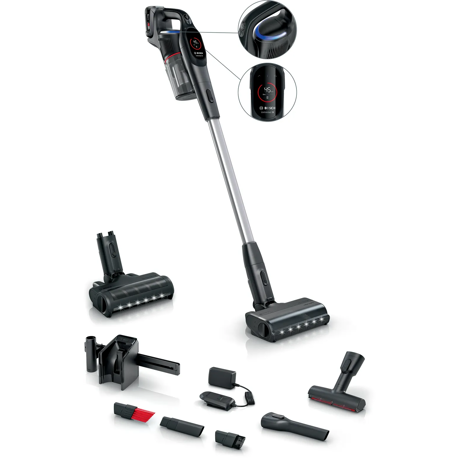 Aspirator cu acumulatori Unlimited 9 Black BCS931BQC, Autonomie 60 minute, Timp de incaracare 2 h, MicroClean, HEPA, Recipient 0.4 l, Perie XXL de tapiţerie, Stație de andocare, Perie de podea cu leduri, Negru
