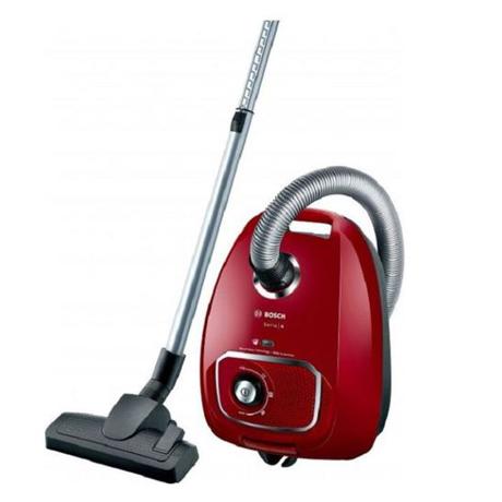 Aspirator cu sac Bosch Compaxx’x BGLS4X201, 600W, 3 L, Perie multifunctionala, Duze pentru spatii inguste si tapiterie incorporate, Filtru igienic, Rosu