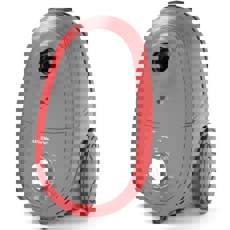 Aspirator cu sac Daewoo RC-410G-3, 700 W, Sac textil 2.5 l,  Control putere variabil, Tub telescopic, Gri/Rosu
