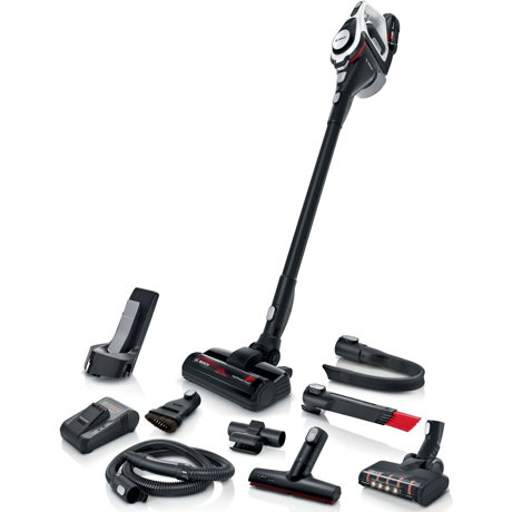 Aspirator Bosch BBS8214, 0.4 l, 18 V, 4 ore, Autonomie 65 min, Pure Air, Perie All Floor HighPower, Sistem EasyClean, Negru