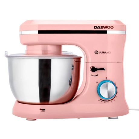 Mixer cu bol Daewoo DHM150P, putere 1600 W, 10 viteze, capacitate bol 4.5 litri, bol rotativ, roz