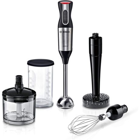 Blender de mana Bosch ErgoMixx MS6CM6155,10000 W, 12 viteze, Buton Turbo, Blocare de siguranta, Minitocator 0.50 L, Vas gradat 0.6 L, Tel inox, Pasator, Negru/Inox