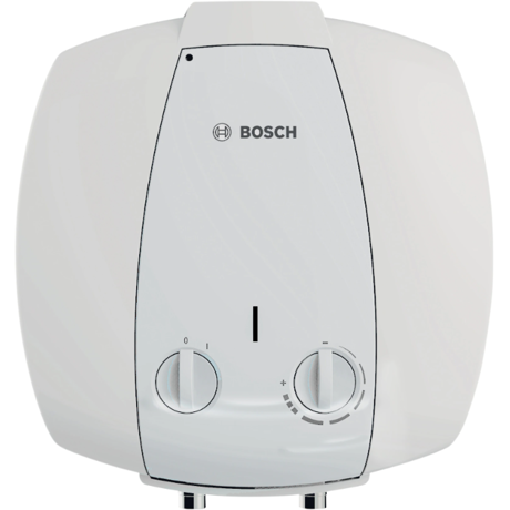 Boiler electric Bosch TR2000T 10 B, reglare manuală a temperaturii prin intermediul unui buton, rezistență electrică imersată de 1500 W, racordare în partea inferioară. Volum= 10l / Clasă eficiență energetică B