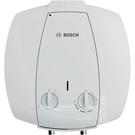 Boiler electric Bosch TR2000T 10 T, reglare manuală a temperaturii prin intermediul unui buton, rezistență electrică imersată de 1500 W, racordare în partea superioară. Volum= 10l / Clasă eficiență energetică C