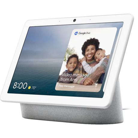 Boxa inteligenta Google Nest Hub Max GA00426-US, HD touchscreen 10", Camera wide 6.5 MP, Difuzoare stereo, Wi-Fi, Priza US, Alb/Gri