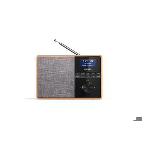 Radio portabil Philips TAR5505/10, FM, DAB+, Bluetooth, Brown wood/black/silver
