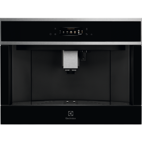 Espresor incorporabil Electrolux EBC85X, Seria 900 PRO, Control touch, 12 programe, Display TFT activ, Capacitate rezervor apa 2.5 l, Capacitate rasnita 350 grame, Indicator reumplere cafea si apa, Inox antiamprenta