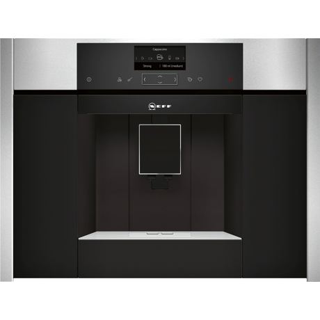 Espresor incorporabil Neff C15KS61N0, 1600W, 19 bari, 2.4 l, recipient boabe 500g, rasnita ceramica, curatare automata a sistemului de lapte, display TFT, Inox