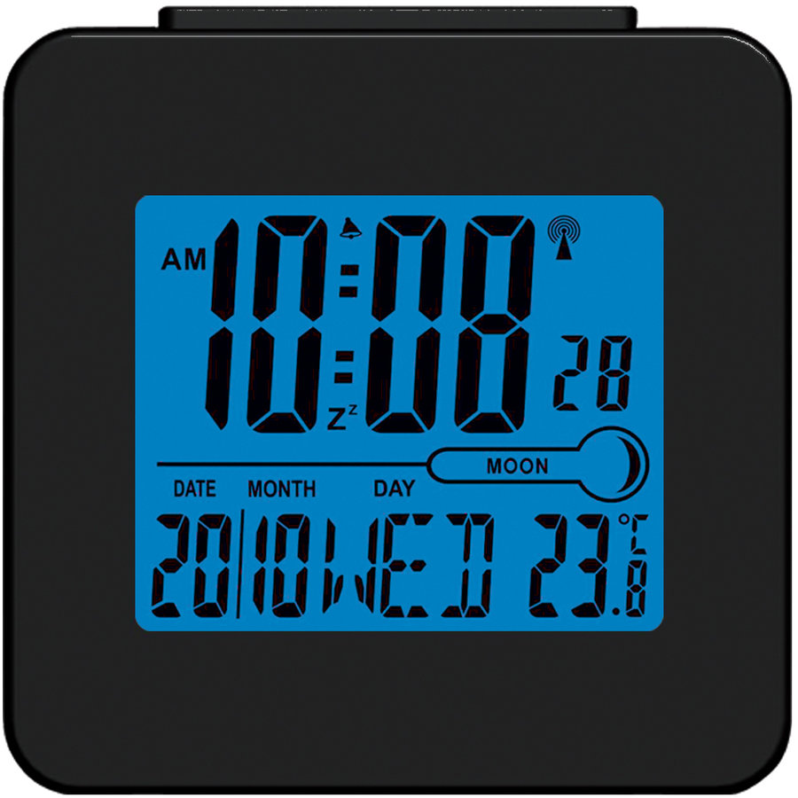Radio Denver REC-34 BLACK, calendar, functie alarma, funcite snooze, termometru digital, arata fazele lunii, necesita 2x baterii AAA