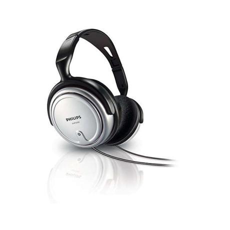 Casti Hi-Fi cu fir Philips SHP2500/10, Bandă de susţinere şi căşti complet reglabile, Cablu lung de 6 m, Control volum pe fir, Negru/Argintiu