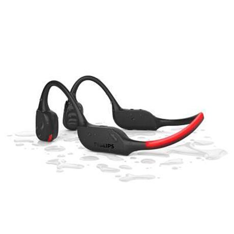 Casti audio sport wireless Philips TAA7607BK/00, IP66, Tehnologie de conducţie osoasă, Lumini LED de siguranţă, Timp de redare de 9 ore