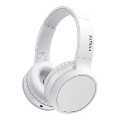 Căşti wireless supraauriculare Philips TAH5205WT/00, Albe, Difuzoare de 40 mm, Pliere compactă, Până la 29 de ore de redare