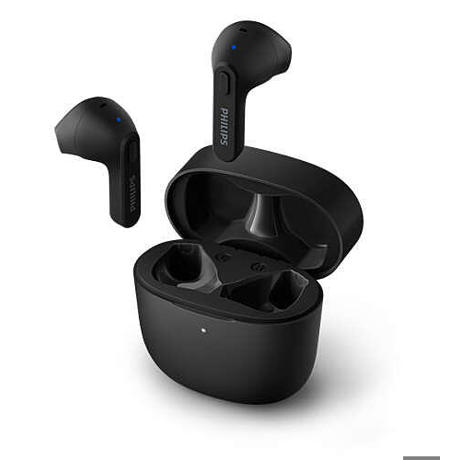 Casti audio true wireless cu fixare intraauriculară Philips TAT2236BK/00, IPX4, Până la 18 ore de redare, Negre