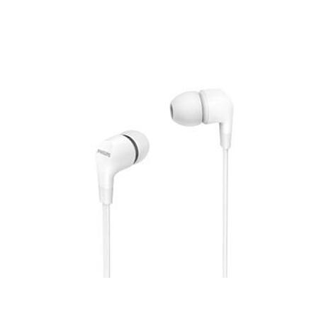 Casti audio In-Ear Philips, TAE1105WT/00, Difuzoare 8,6 mm, Fixare intraauriculară, Telecomandă pe fir, Alb
