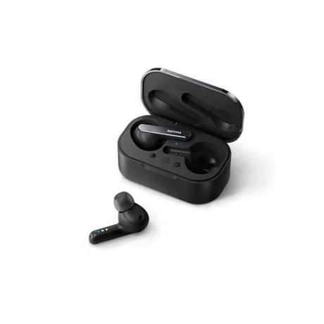 Casti audio true wireless Philips TAT5506BK/00, In-Ear, Anularea zgomotului Pro, Două microfoane pentru apeluri clare, Toc de încărcare wireless, Protecţie împotriva apei IPX5, Negru