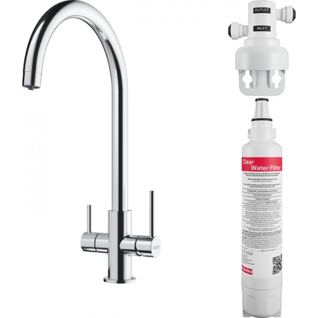 Baterie Smart Franke Lina Clear Crom 160.0702.660, Filtrare apă, Aerator Honeycomb, Lungime furtun alimentare apă 500 mm