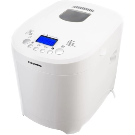 Masina de facut paine Daewoo DBM600W, 600 W, 450/750/900 gr, 2 nivele de rumenire, 12 programe, mentinere paine calda 1 ora, timer 13 ore, afisaj LCD iluminat, Alb