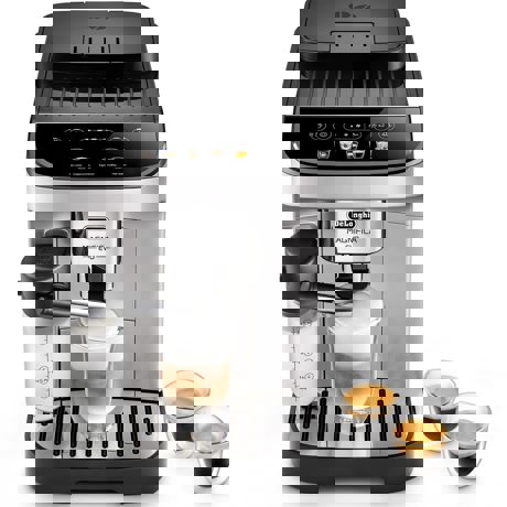 Espressor Delonghi ECAM290.81.TB, Carafa pentru lapte, Sistem LatteCrema, Rasnita cu 13 setari, 1,8l, 15 bar, 1450W, Negru/Argintiu