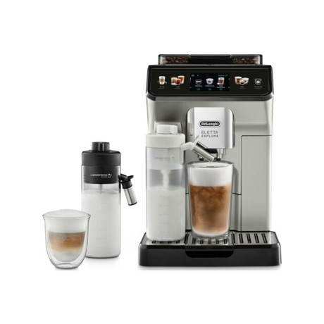 Espressor Delonghi ECAM450.65.S, 2 carafe cu tehnologie LatteCrema (Hot & Cool), tehnologie de extractie la rece, rasnita cu tehnologie Bean Adapt, Coffee Link App, 1450W, 19 bar, 1.8 l, argintiu