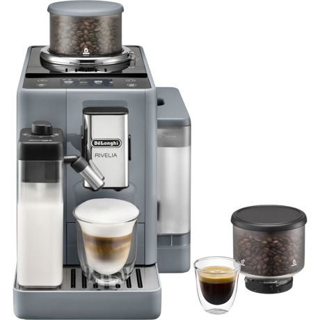 Espressor Delonghi EXAM440.55.G, Putere 1450 W, Pompa 15 bar, 1.4 L, 4 profiluri de utilizator, Afișaj tactil, TFT color de 3,5", Tehnologia LatteCrema, Pebble Grey