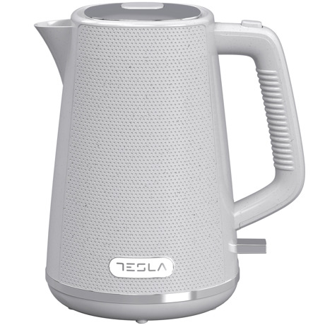 Fierbator electric Tesla KT400GX, 1.7L, 2200W, oprire automata, indicator LED, baza rotativa 360°, Alb/Gri