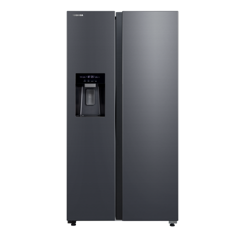 Frigider side by side Toshiba GR-RS755WI-PMJ(05),  clasa energetica E, volum net total 568 litri, No Frost, Ice Maker 3 in 1, Wifi, design Inox Negru
