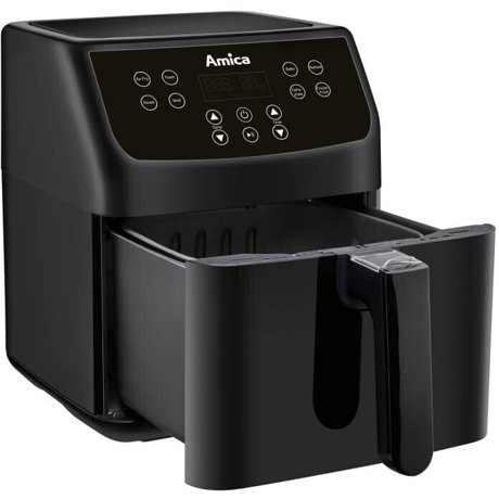Friteuza cu Aer Cald Amica, Digitala AFM4011 - LED touch control, 5 Litri, 1700W, 8 Programe, Neagra