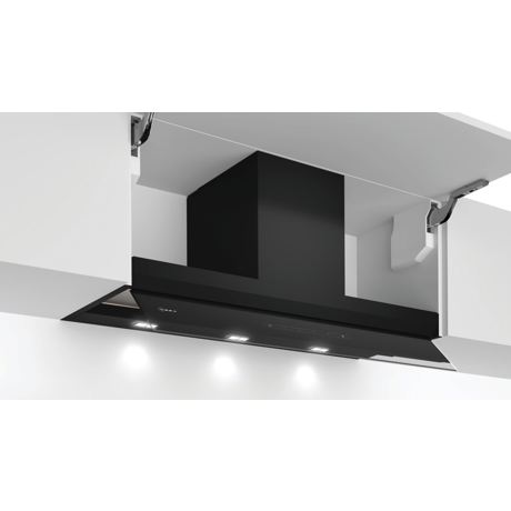 Hota Neff D95XAM2S0, 90 cm, incorporabila,  panou de sticla integrat cu TouchControl si afisaj electronic, 3 trepte de putere + Intensiv,749 m³/h,  SoftLight, iluminare LED, Negru