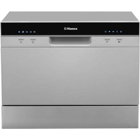 Masina de spalat vase compacta Hansa ZWM556SH, 6 seturi, 5 programe, Clasa F, Pornire programabila, Buzzer, 55 cm, Argintiu