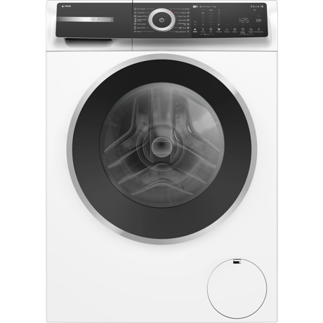 Masina de spalat rufe Bosch Seria 6 WGH256A6BY, 10 kg, 1600 RPM, Home Connect, Iron Assist, Added Steam, Hygiene Plus, VarioSpeed, Clasa A, EcoSilence Drive, Iluminare interioara, Panou de control digital, negru, elegant și inclinat, LED, Alb