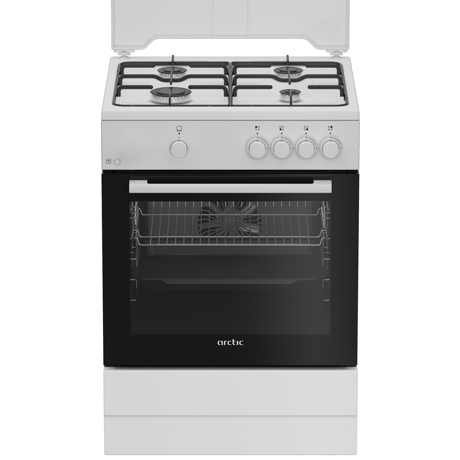 Aragaz Arctic ABGM6600L, 4 arzatoare cu eficienta ridicata, cuptor gaz, alb