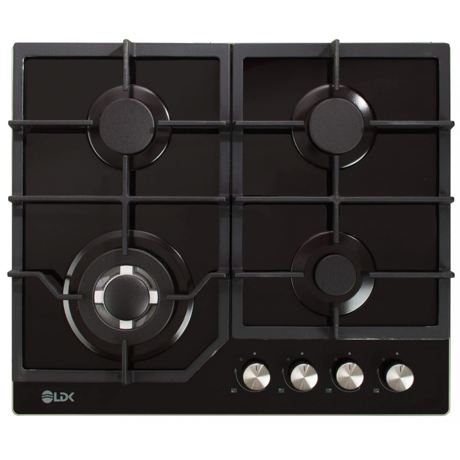 Plita incorporabila LDK ALMERIA WOK JZ4BK60, Gaz, 4 arzatoare, Arzator WOK, Gratare fonta, Aprindere electrica, Siguranta gaz, 59 cm, Negru, ART11729