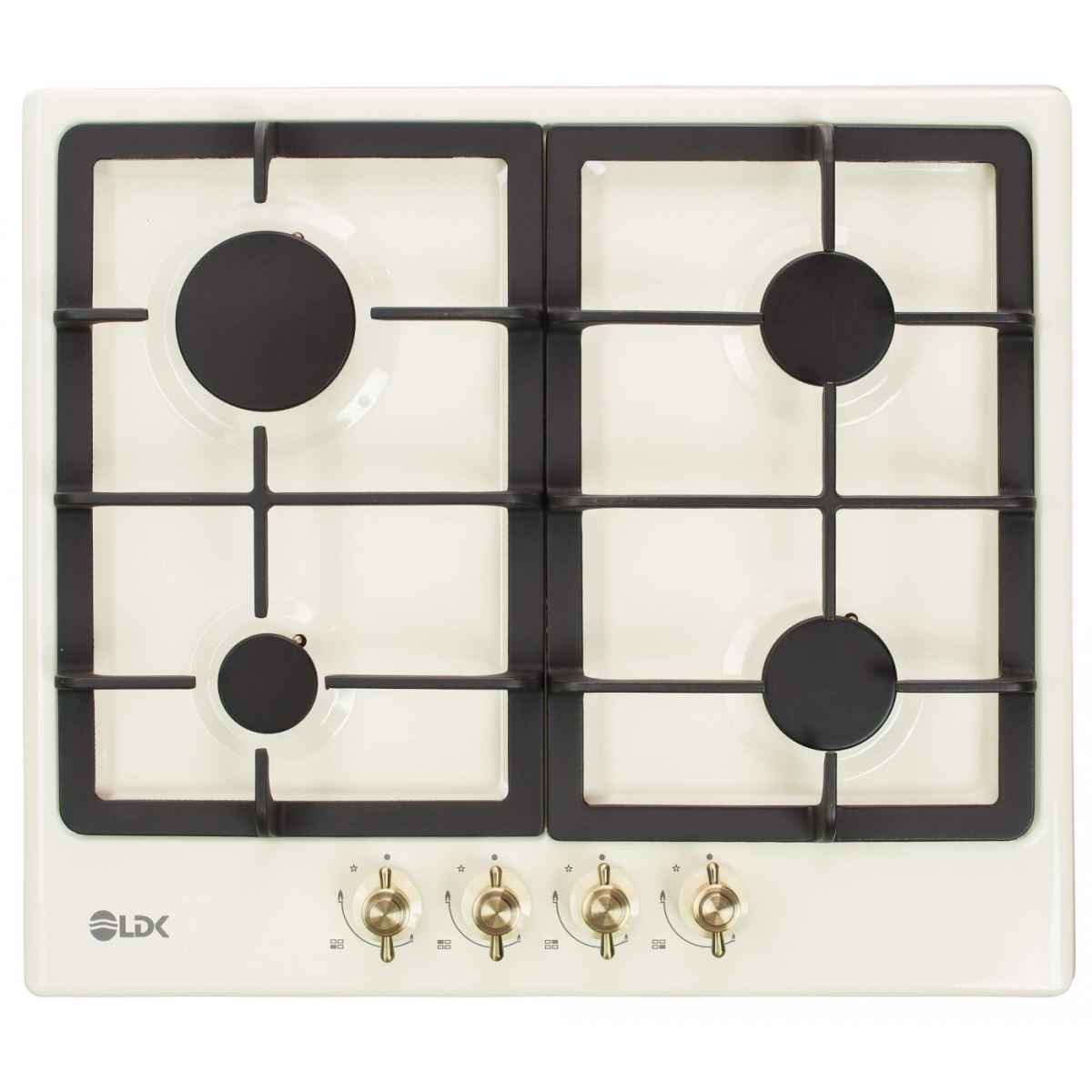 Plita incorporabila LDK OVIEDO JZ4BEIGE60, Gaz, 4 arzatoare, Gratare fonta, Aprindere electrica, Siguranta gaz, 59 cm, Bej, ART11737